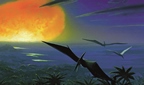 Ausstellung Schritte durch die Zeit ... (Ausschnitt Gem&auml;lde fliegende Dinosaurier (c) W.K.Hartmann u. R.Miller,1991)